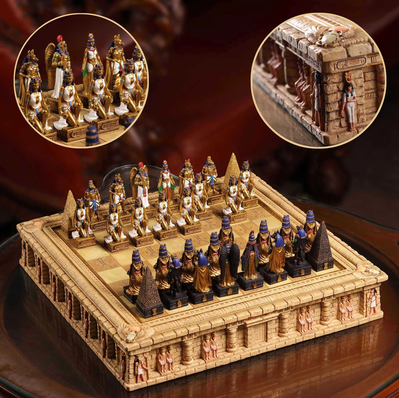 EGYPTIAN GOD CHESS + ANKH TEMPLE BOARD